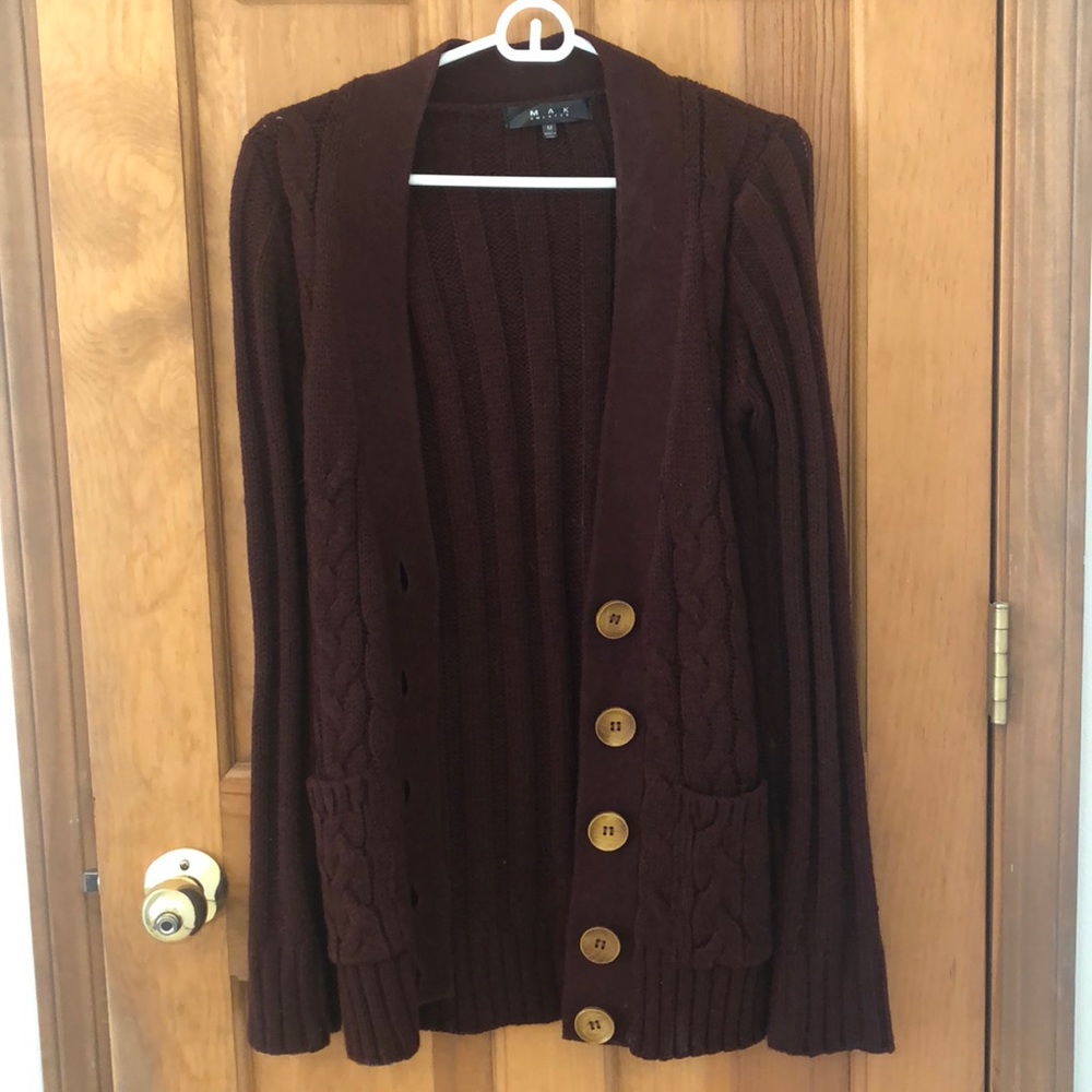 Burgundy cable knit chunky sweater
